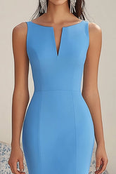 Meerjungfrauenblaues Asymmetrisches Abendkleid mit Rüschen